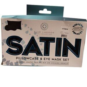 [Blue Lagoon] Black Satin Pillowcase & Mask Set